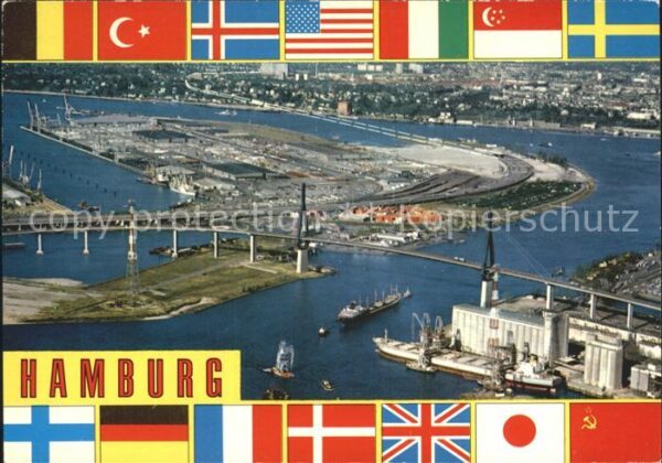 Hamburg Fliegeraufnahme mit Köhlbranbrücke