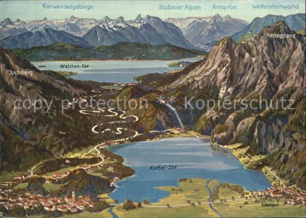 Kochel See Walchensee Panoramakarte