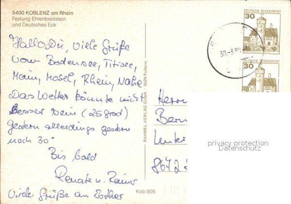 Koblenz Rhein Fliegeraufnahme mit Festung Ehrenbreits – Bild 2