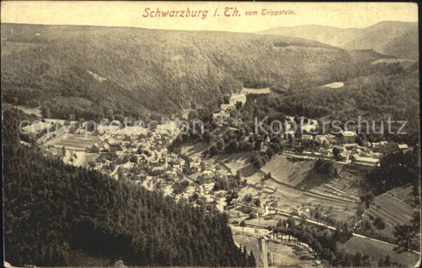 Schwarzburg Thueringer Wald Blick vom Trippstein