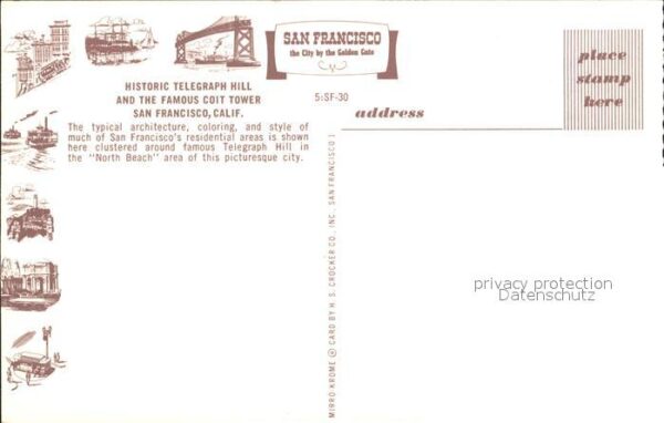 San Francisco California Historic Telegraph Hill Famous Coit Tow – Bild 2