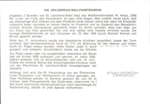 St Leonhard Passeier Abtei Heiligkreuz Wallfahrtskirche – Bild 2