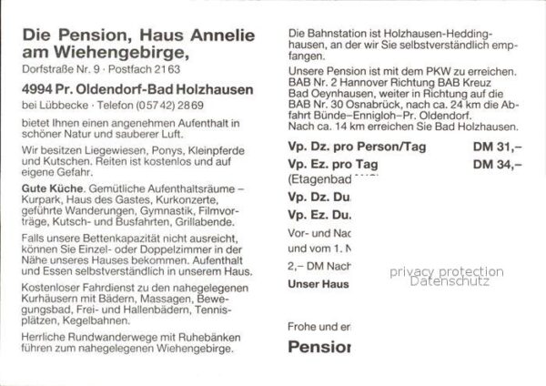 Bad Holzhausen Luebbecke Pensionshaus Annelie – Bild 2