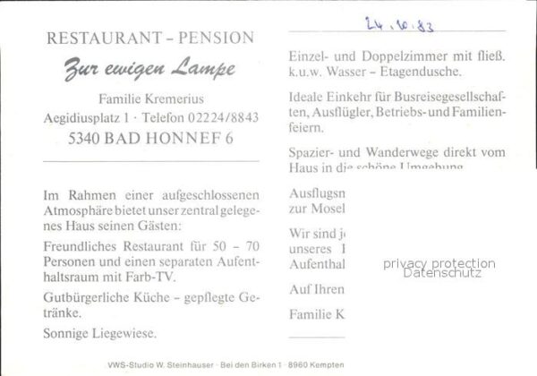Bad Honnef Restaurant Pension Zur ewigen Lampe – Bild 2