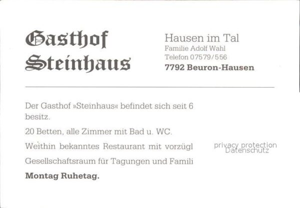 Hausen Tal Gasthof Steinhaus – Bild 2
