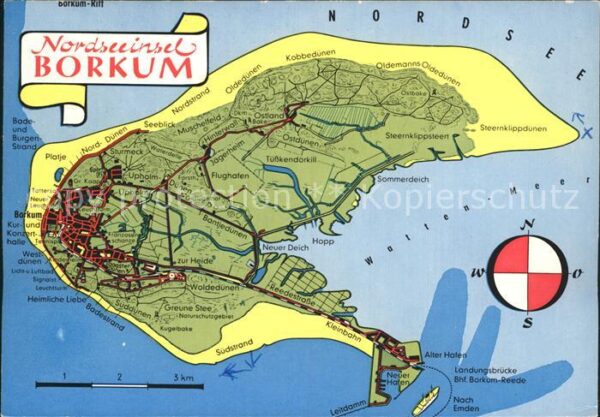 Borkum Alter Hafen Kobbedünen Neuer Deich