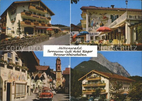 Mittenwald Bayern Terrassen-Cafe Hotel Rieger Bozner Wein