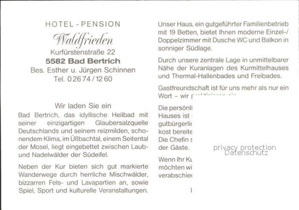 Bad Bertrich Hotel Pension Waldfrieden – Bild 2