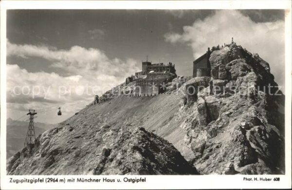 Foto Huber H. Nr. 608 Zugspitzgipfel Münchner Haus Ostgip