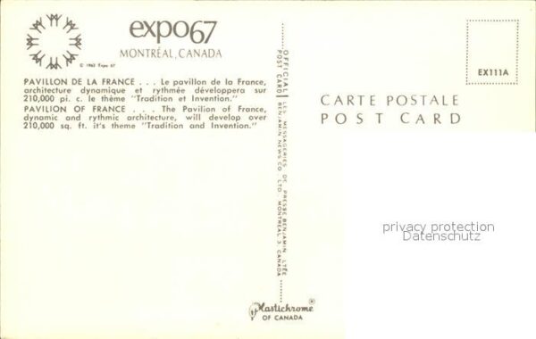 Expositions Expo67 Montreal Canada Pavillon de la F – Bild 2