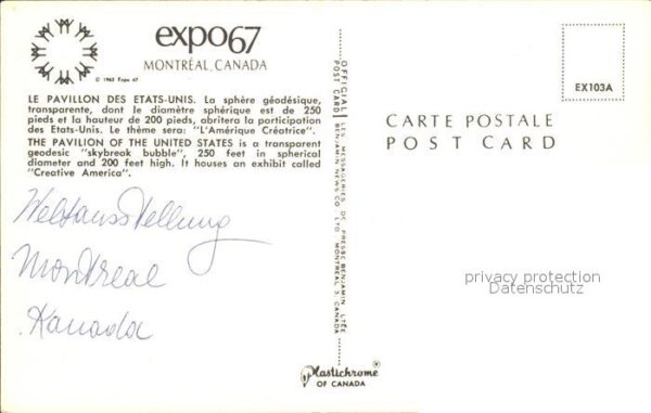 Expositions Expo67 Montreal Canada Pavillon des Eta – Bild 2