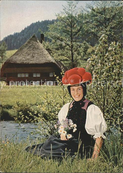 Trachten Schwarzwald Bollenhut - P O S T K A R T E -  - P O