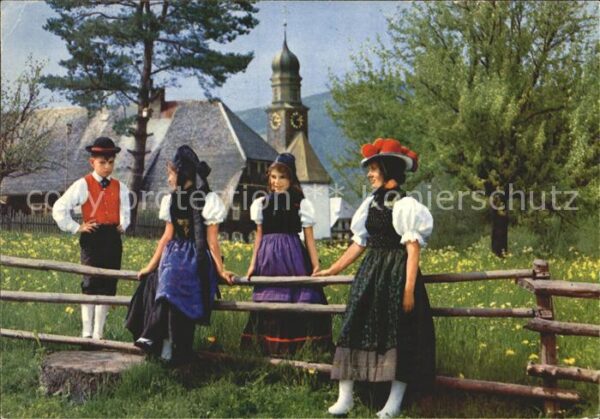 Trachten Schwarzwald Bollenhut - P O S T K A R T E -  - P O