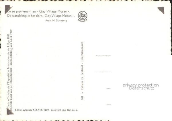 Exposition Internationale Liege 1939 Gay Village Mosan – Bild 2