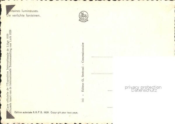 Exposition Internationale Liege 1939 Fontaines lumineuses – Bild 2