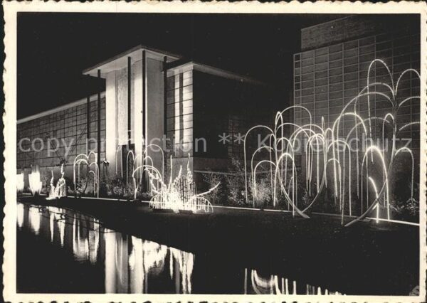 Exposition Internationale Liege 1939 Palais de la Section Belge Jardin d_eau
