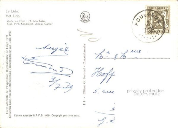 Exposition Internationale Liege 1939 Lido – Bild 2