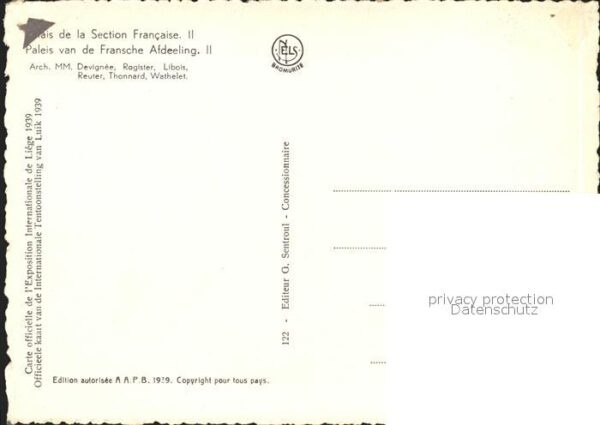 Exposition Internationale Liege 1939 Palais de la Section Francaise II – Bild 2