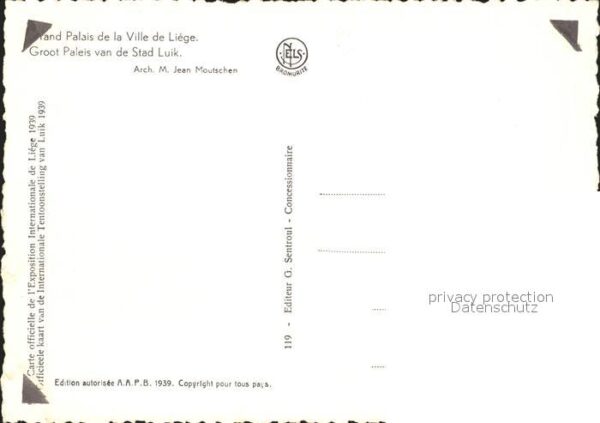 Exposition Internationale Liege 1939 Grand Palais de la Ville de Liege – Bild 2