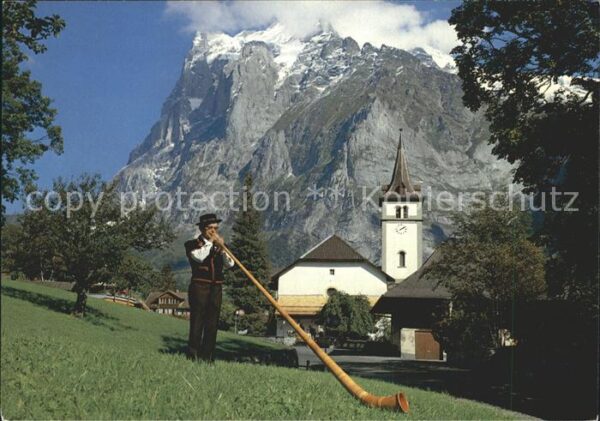 Alphorn Alphornbläser Grindelwald  Kirche Wette