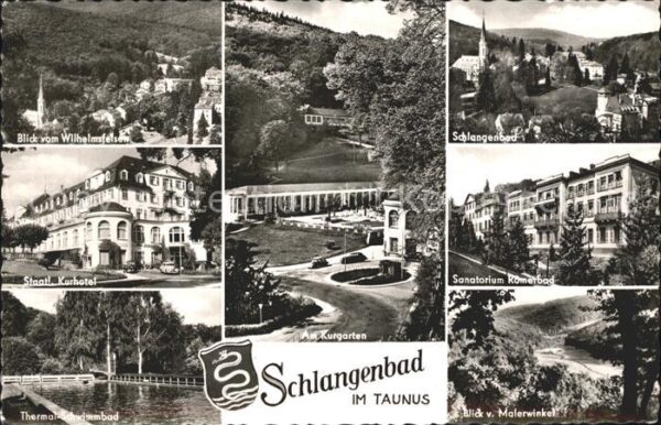 Schlangenbad Taunus Blick vom Wilhelmsfelsen Sanatorium Mal