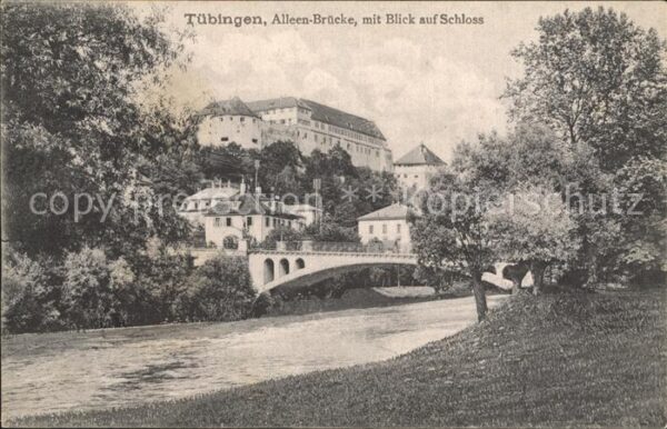 Tuebingen Uferpartie am Neckar Alleen Brücke Schl