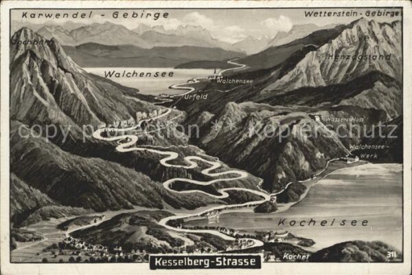 Kochel See Kesselberg Strasse Walchensee Alpen Pan