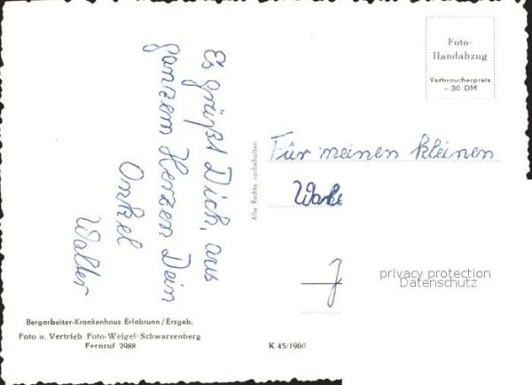 Erlabrunn Erzgebirge Bergarbeiter Krankenhaus Handabzug – Bild 2