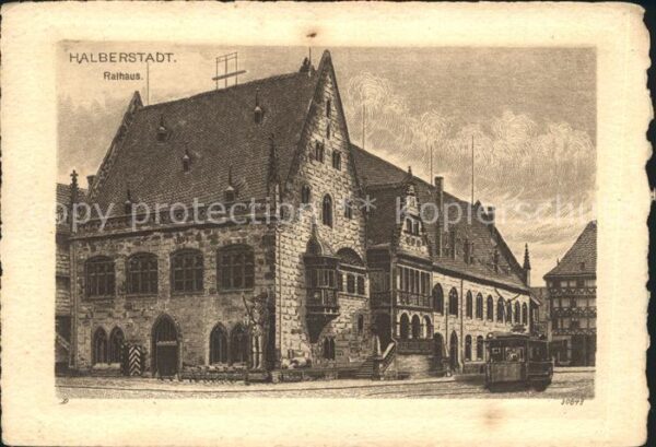 Halberstadt Rathaus Zeichnung Künstlerkarte