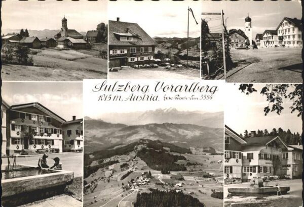 Sulzberg Vorarlberg Ortsansicht mit Kirche Brunnen Alpenpan