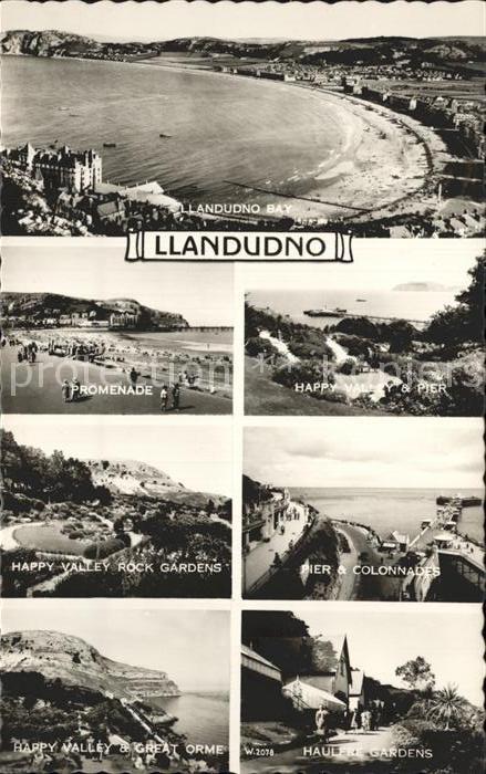 Llandudno Wales Fliegeraufnahme Strand Promenade Piers