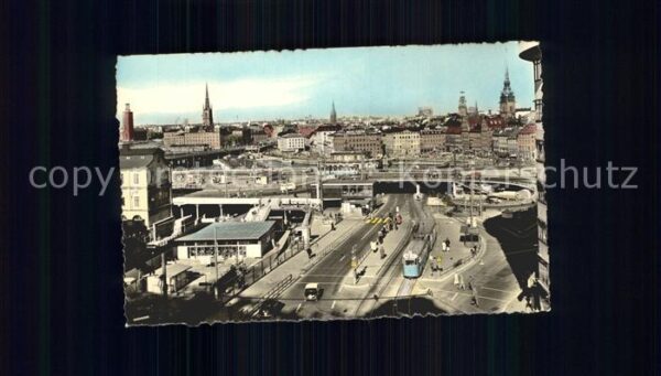 Stockholm Motiv fran Slussen handkolorerat