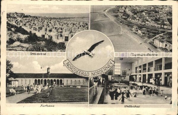 Norderney Nordseebad Nordstrand Kurhaus Wellenbad Möwe Flieg