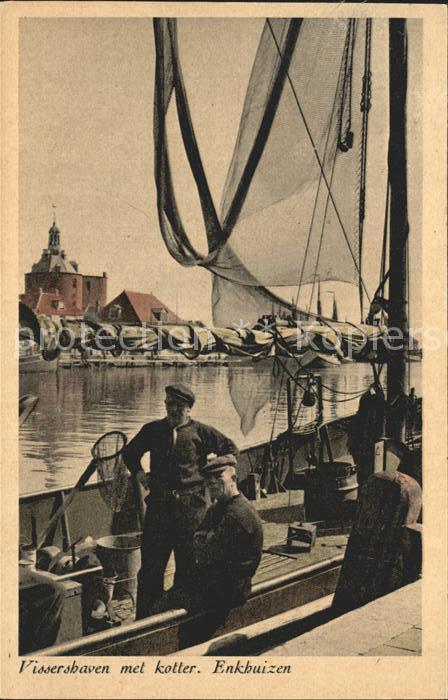 Enkhuizen Vissershaven met kotter Fischerhafen Ku