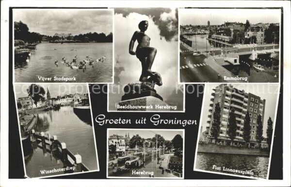 Groningen Vijver Stadspark Beeldhouwwerk Herebrug