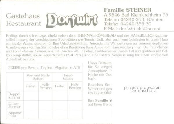 Bad Kleinkirchheim Kaernten Gästehaus Restaurant Dorfwirt – Bild 2