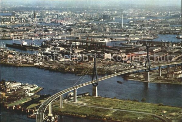 Hamburg Köhlbrandbrücke Hafen Fliegeraufnahme