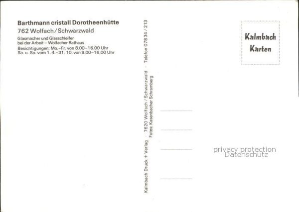 Wolfach Barthmann cristall Dorotheenhütte Glasm – Bild 2