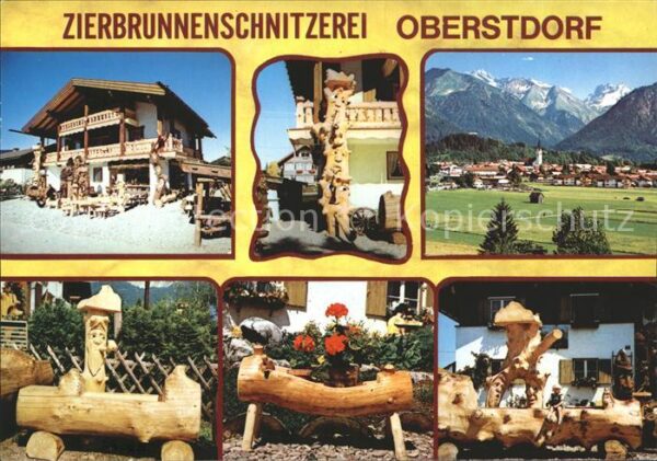 Oberstdorf Zierbrunnen Schnitzerei Handwerk Alpenp