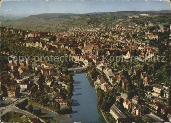 Tuebingen Blick auf Neckar und Schloss Universitä