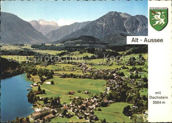 Alt Aussee mit Dachsteingebirge Wappen Fliegeraufn