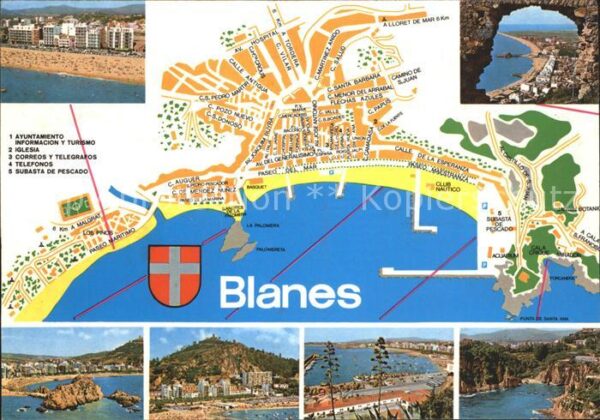 Blanes Teilansichten Küste Landkarte
