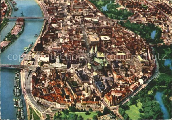 Bremen City Dom Weser Fliegeraufnahme