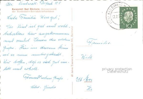 Bad Duerrheim Kuranstalt Bundesbahn Betriebskrankenka – Bild 2