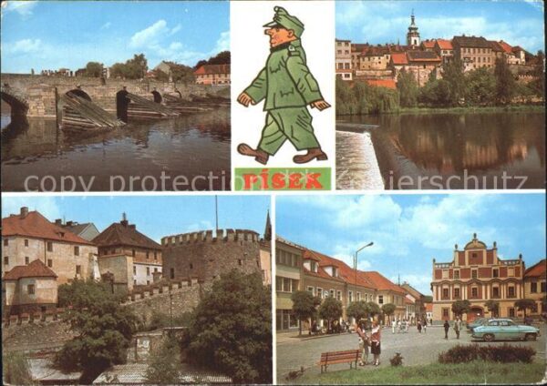 Pisek Tschechien Steinbrücke Fluss Otava Stadtmauer Plat