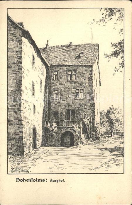 Hohensolms Burghof Federzeichnung
