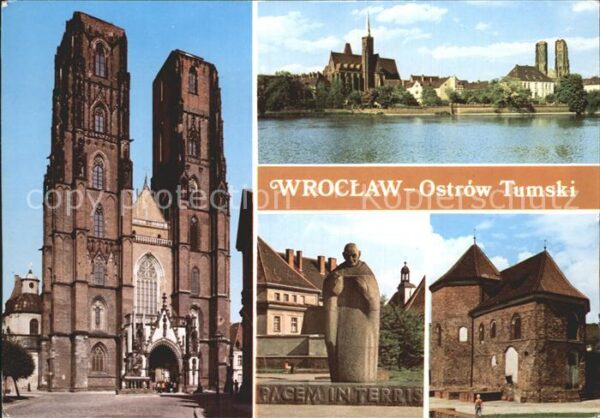 Wroclaw Ostrow Tumski Katedra w Widok Krzyza w