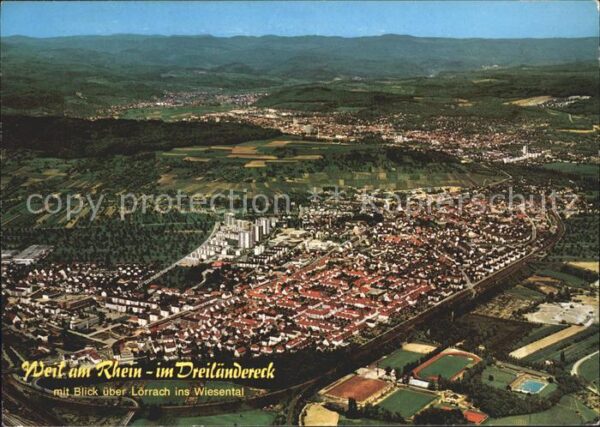 Weil am Rhein mit Lörrach und Wiesental Fliegeraufnah