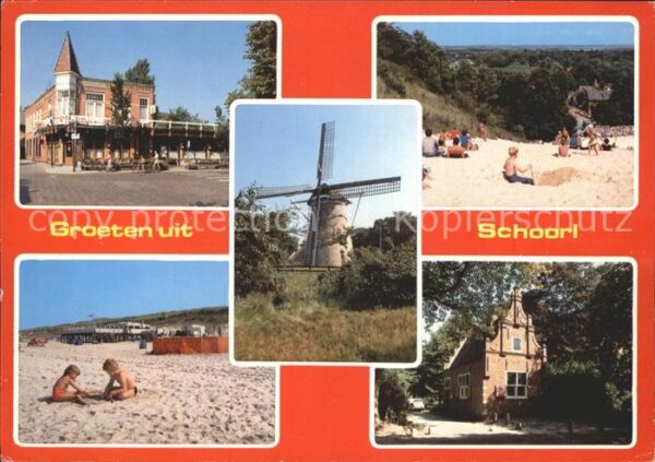 Schoorl Teilansichten Strandpartie Windmühle