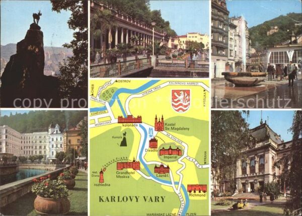 Karlovy Vary Teilansichten Übersichtskarte